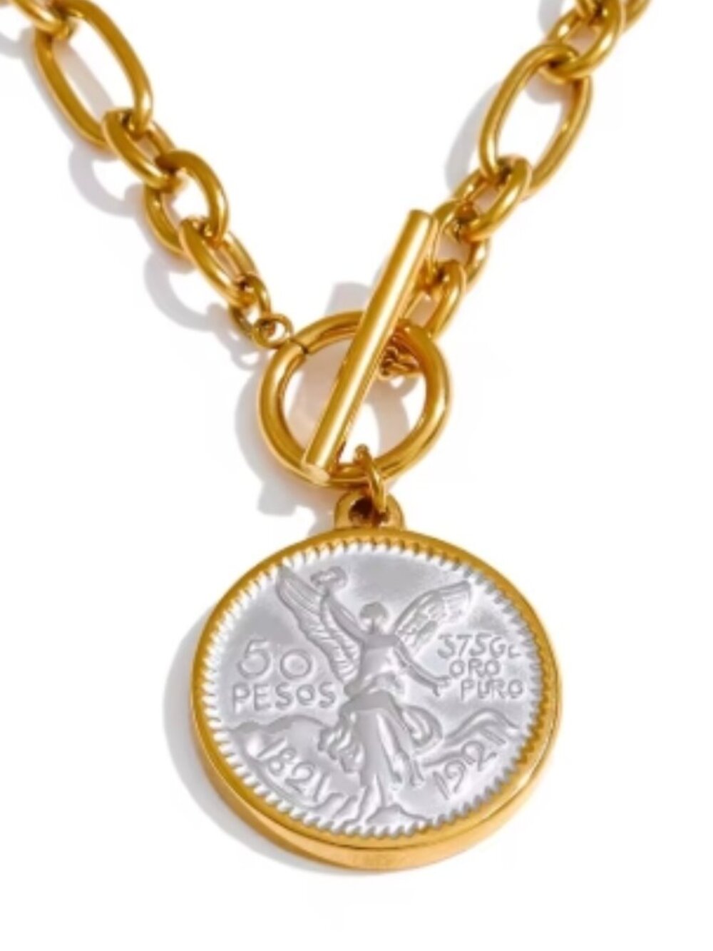Guardian Grace Necklace, Coin Necklace, Statement, Chunky